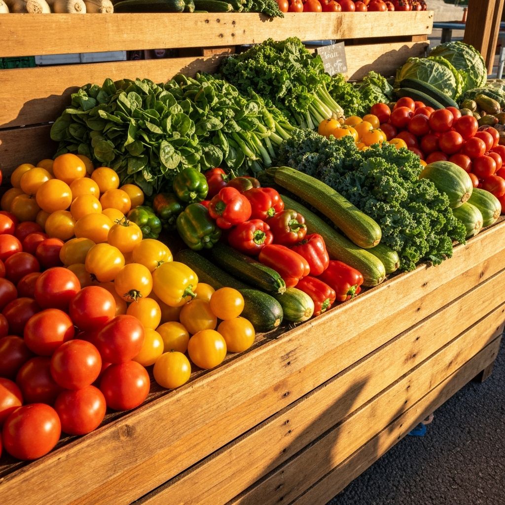 Étal de marché avec légumes frais